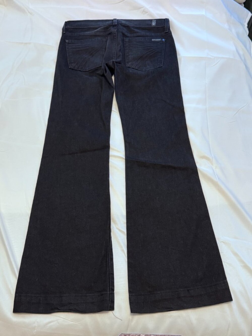 7 For All Mankind Black Low Rise Jeans Size 27 NWOT Long 32.5" Inseam - Picture 2 of 2